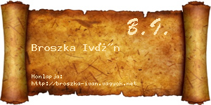 Broszka Iván névjegykártya